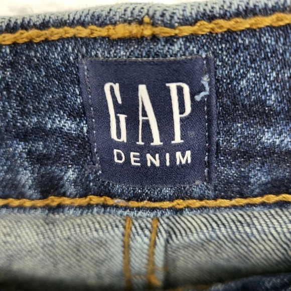 GAP Denim Distressed High Rise Straight Jeans Sz 29R - Picture 7 of 15